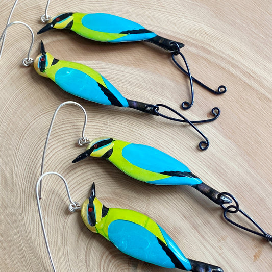 Rainbow Bee-Eater Bird Earrings | grand size