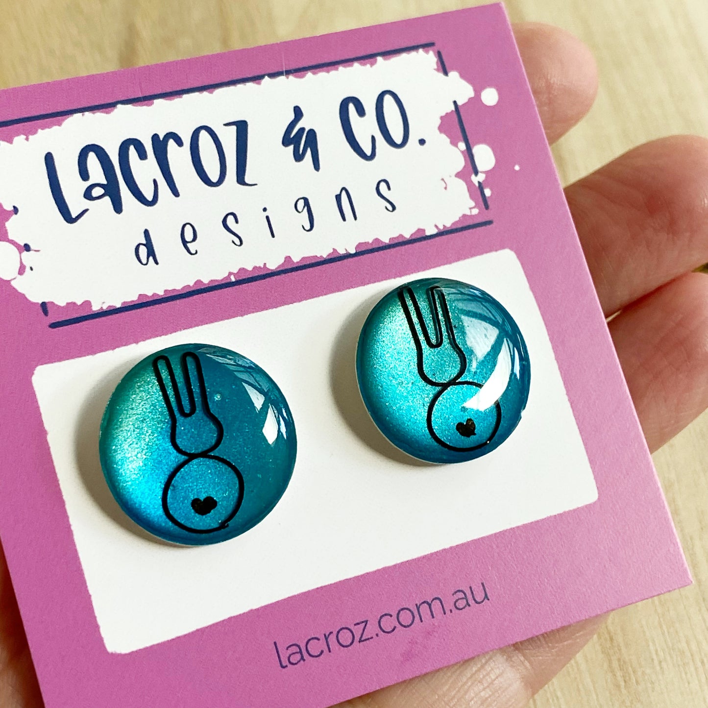 Easter Bunny Wire Art Earrings | Blue