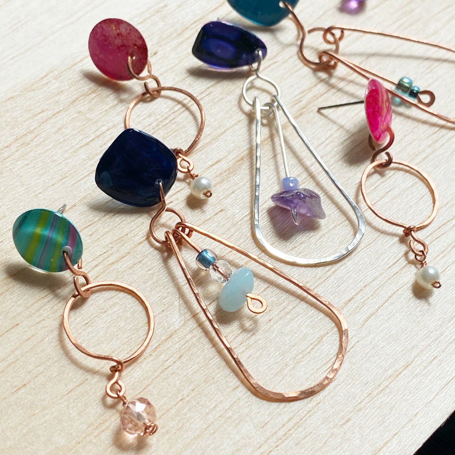 Capri | Purple Copper Hoop Dangle Earrings