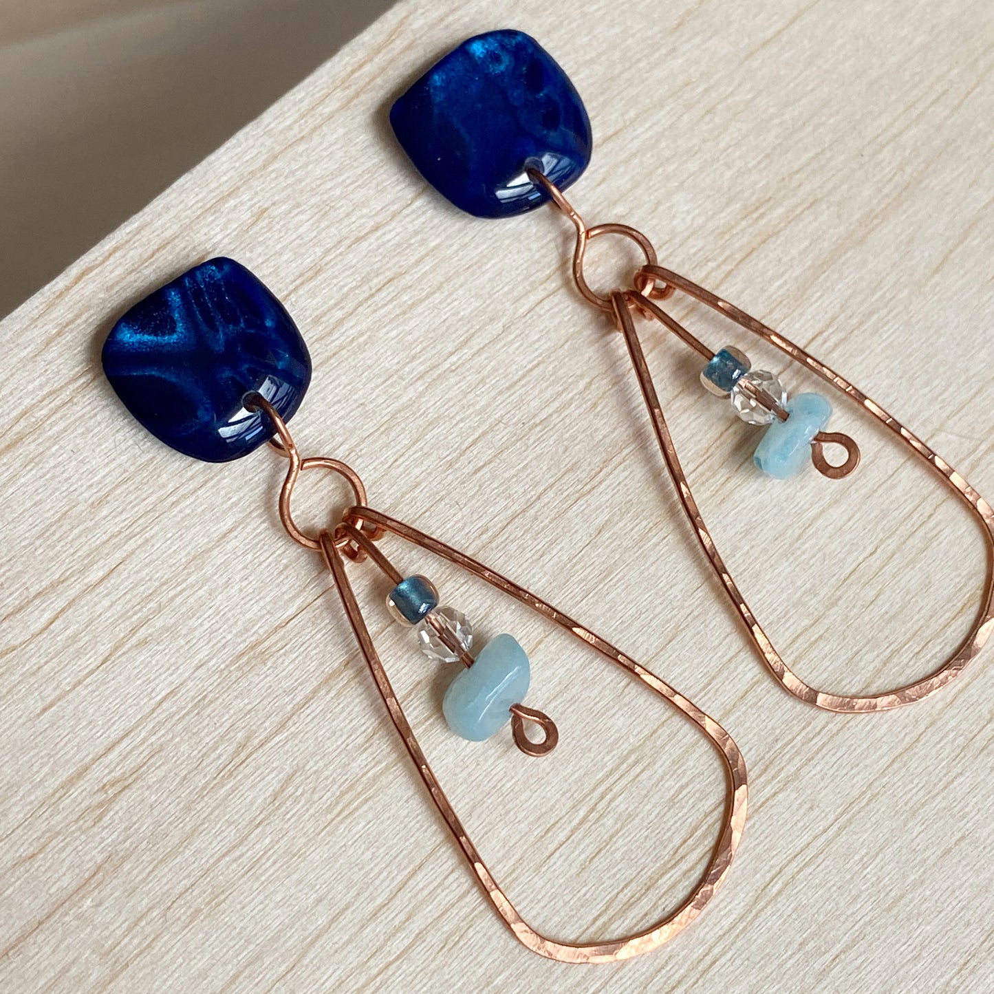 Capri | Navy Blue Copper Teardrop Earrings