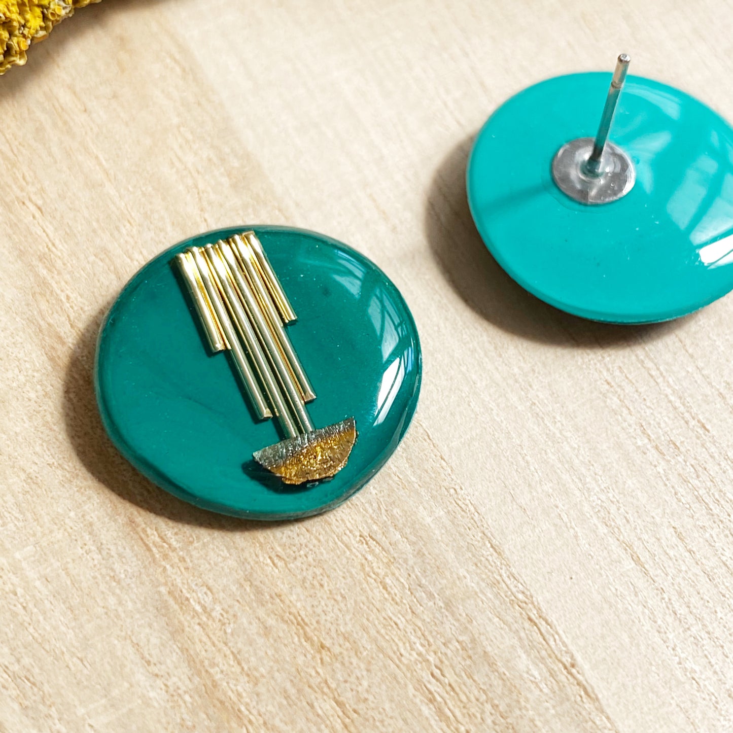 Art Deco Stud Earrings | Emerald Green