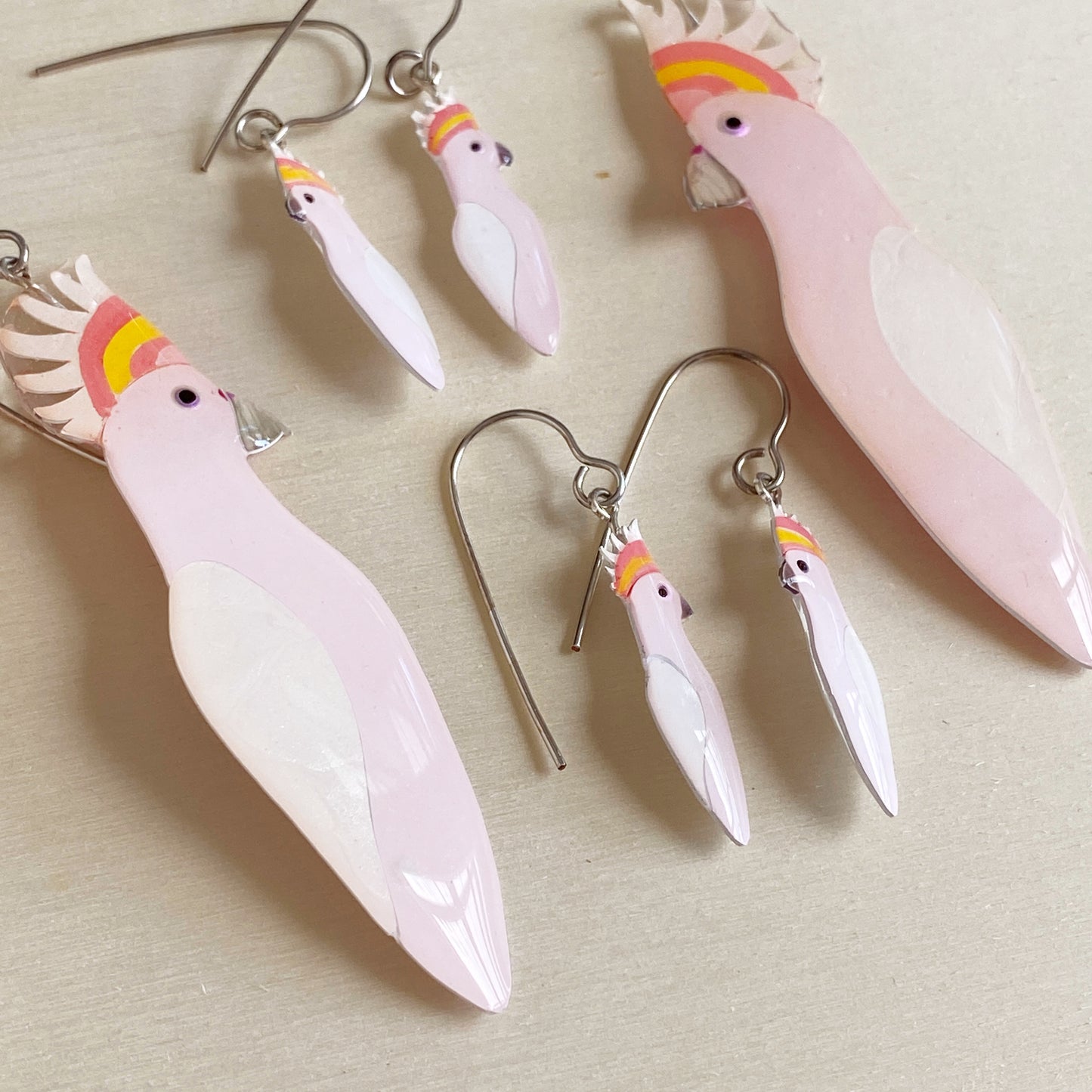 Pink Cockatoo Earrings | grand size