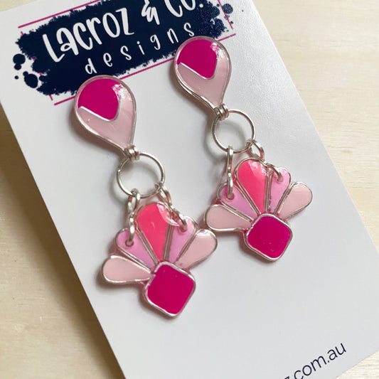 Art Deco Dangle Earrings | Pink