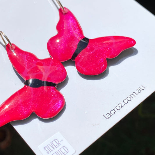 Butterfly Earrings | Pink | grand size