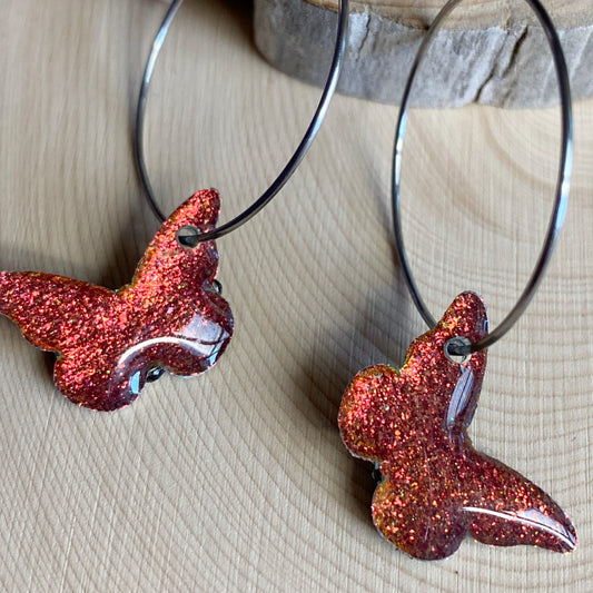 Butterflies | Hoop Earrings | Orange Colour-shift