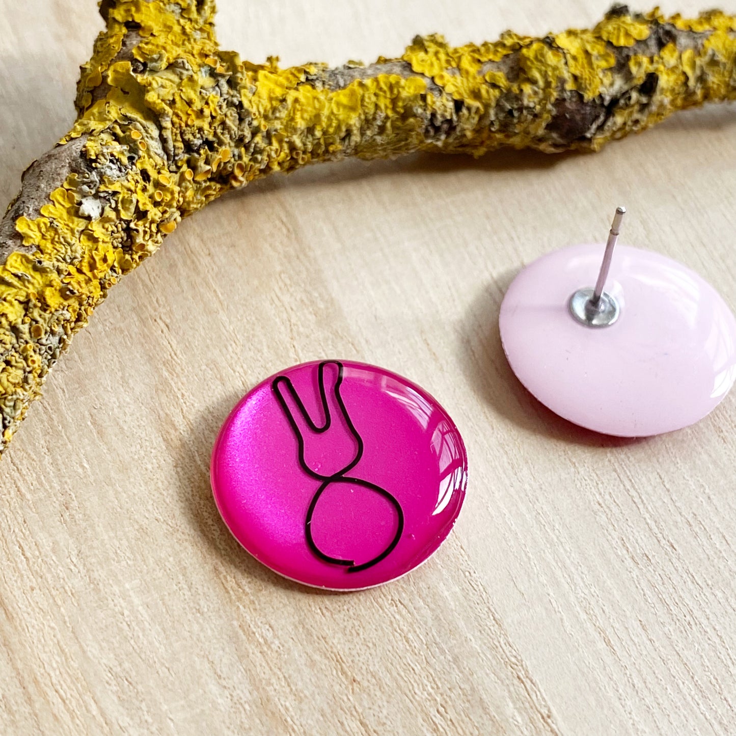 Easter Bunny Wire Art Earrings | Pink