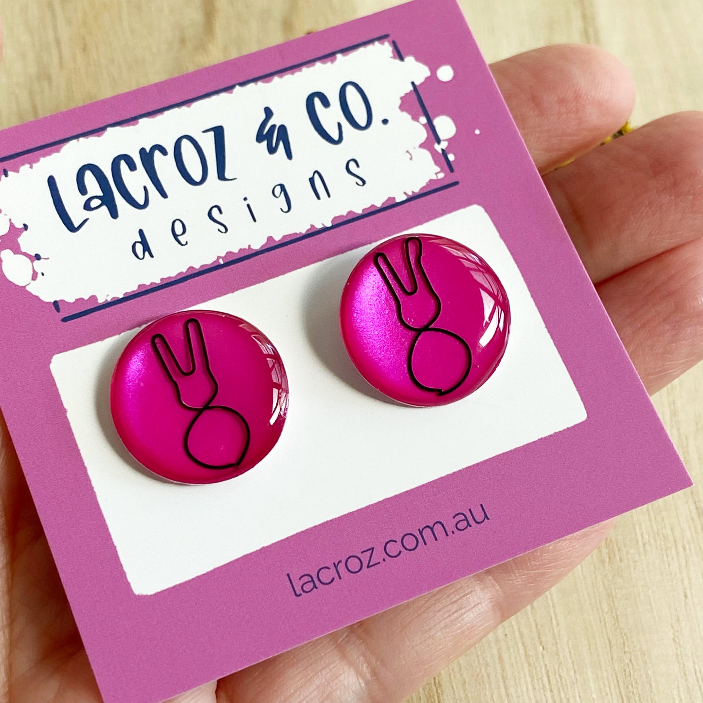 Easter Bunny Wire Art Earrings | Pink