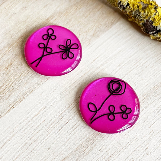 Floral Wire Art Earrings | Pink
