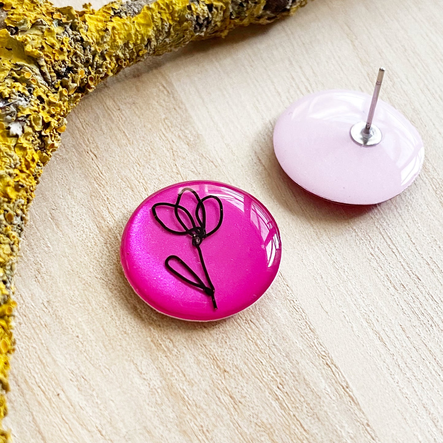 Floral Wire Art Earrings | Pink