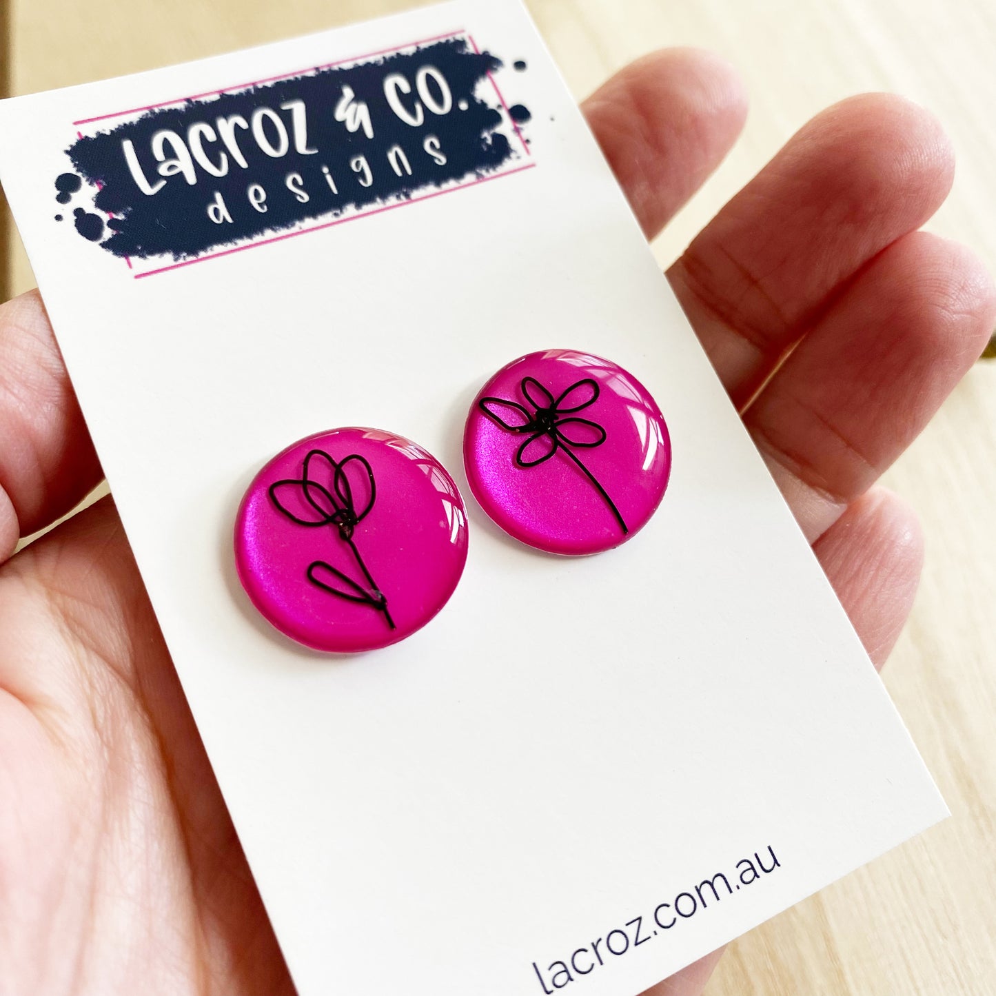 Floral Wire Art Earrings | Pink