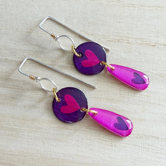 Heart Drop Earrings | Violet Purple