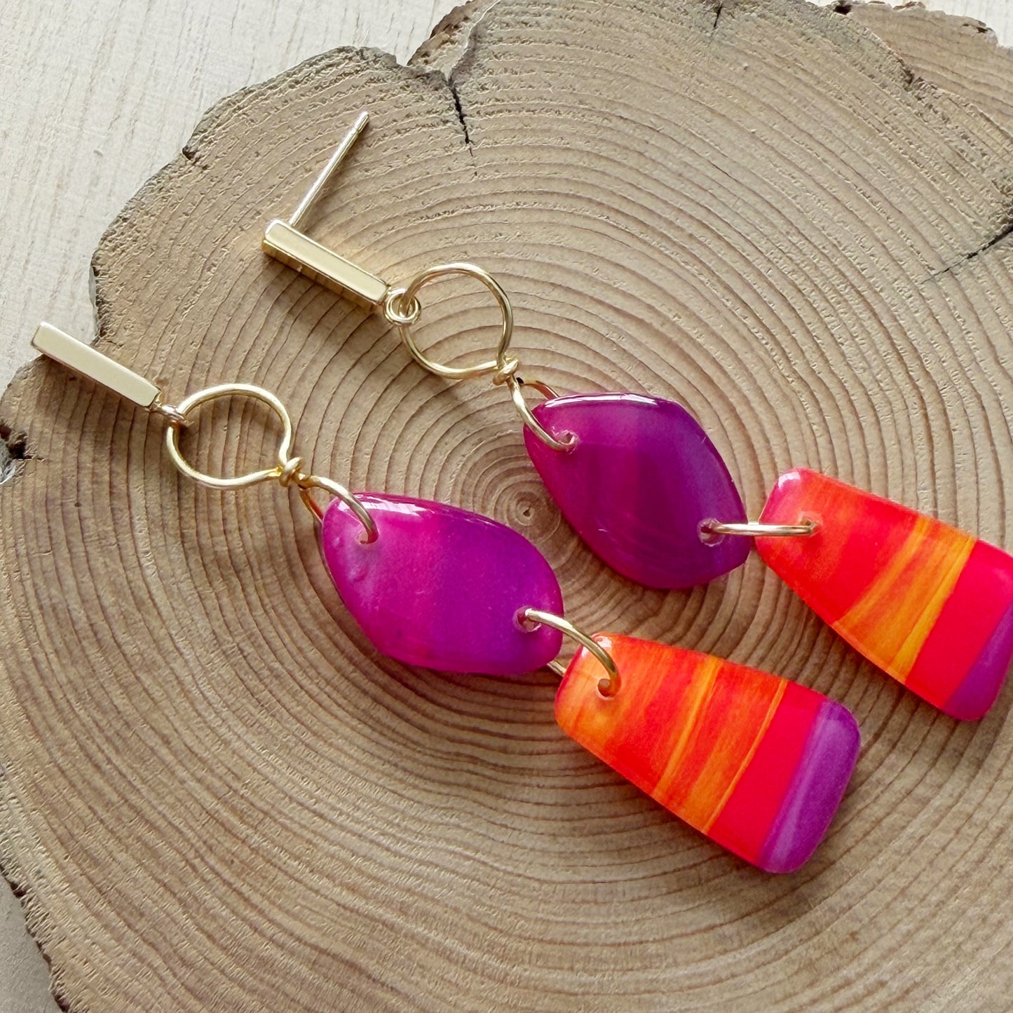 Amalfi | Dangle Earrings | Pink Aqua