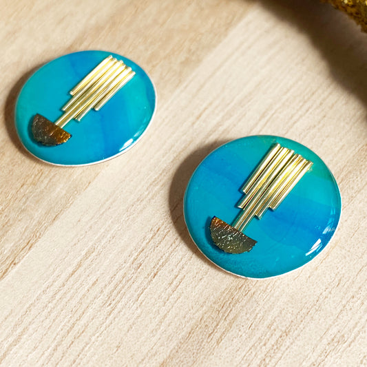 Art Deco Stud Earrings | Turquoise