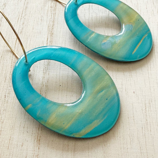 Oval Hoop Earrings | Aqua Gold