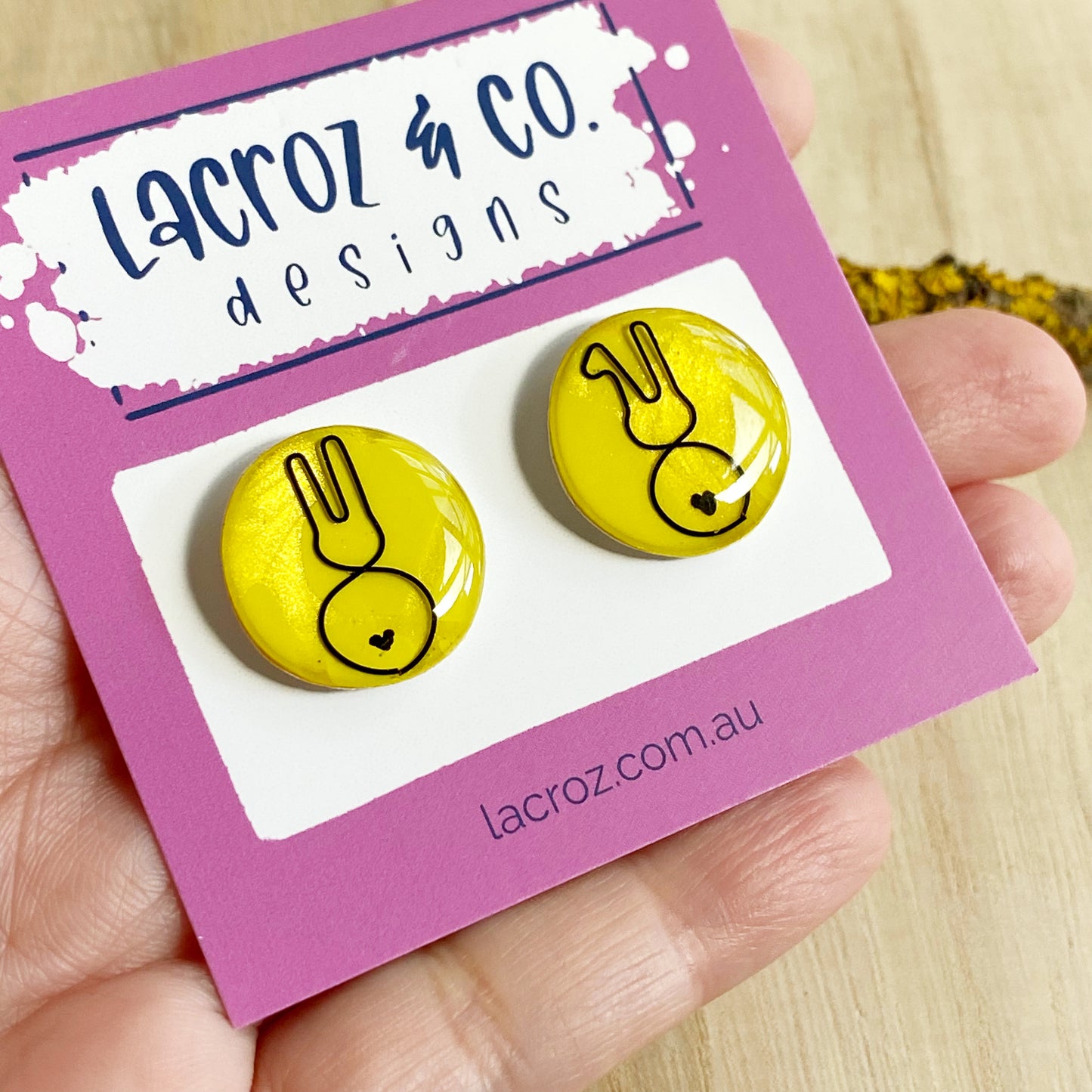 Easter Bunny Wire Art Earrings | Yellow