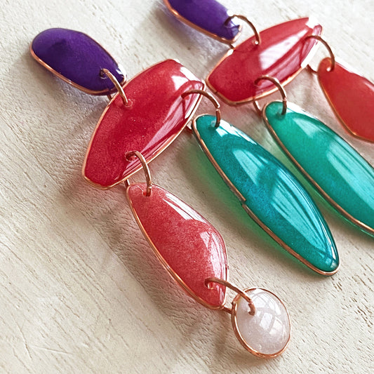 Lacroz Creations Earrings Amalfi | Turquoise Purple Red Chandelier Earrings