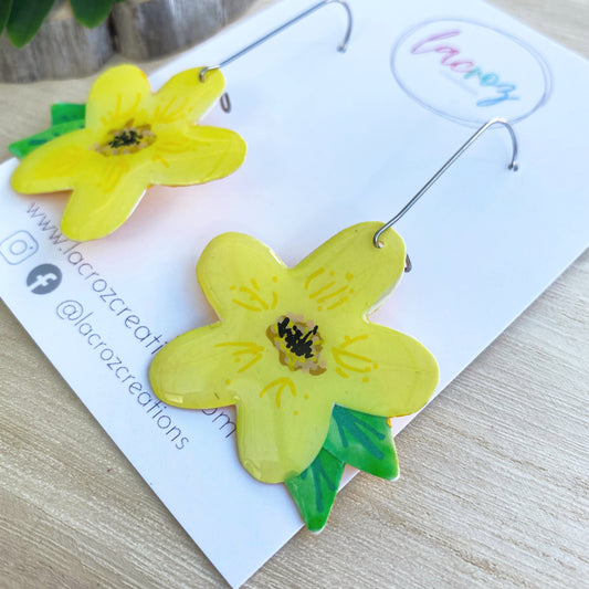 Lacroz Creations Earrings Summer Blooms - Midi | Yellow Daisy Earrings