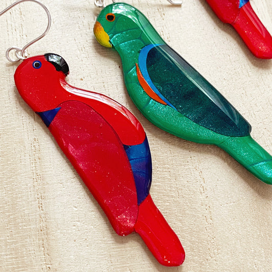 Eclectus Parrot Earrings | grand size