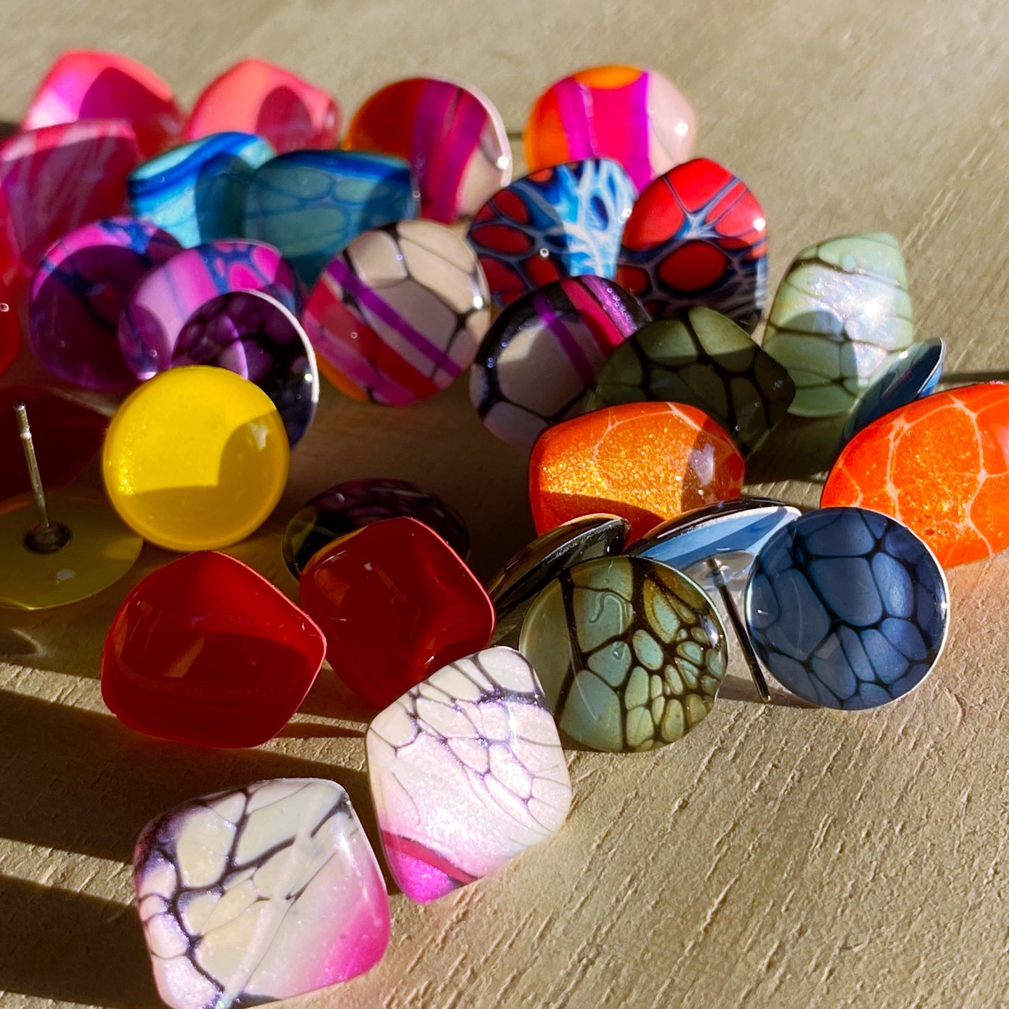 Small Stud Earrings | Purple, Blue and Black