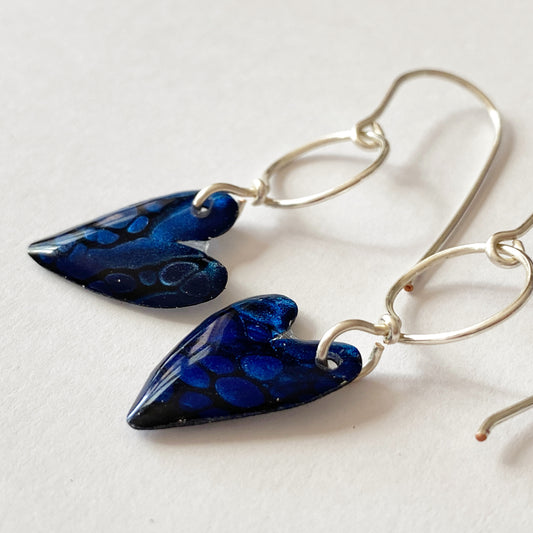 Avery | Small Heart Dangle Earrings | Navy Blue
