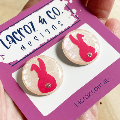 Easter Bunny Earrings | Pink and White