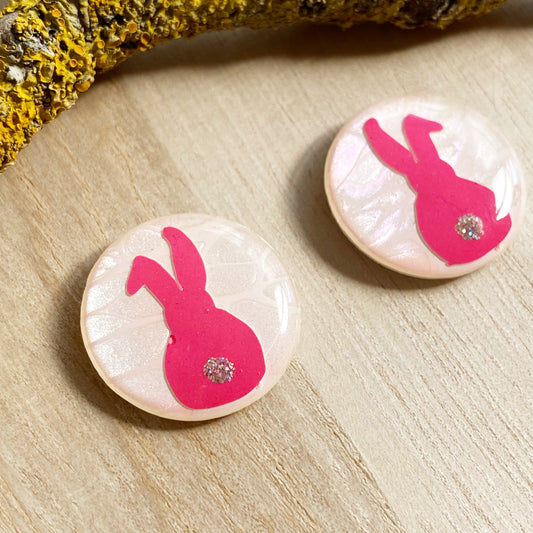 Easter Bunny Earrings | Pink and White