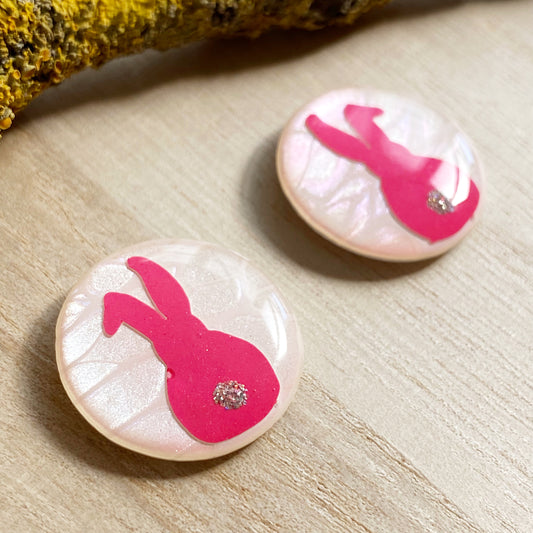 Easter Bunny Earrings | Pink and White