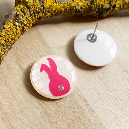 Easter Bunny Earrings | Pink and White