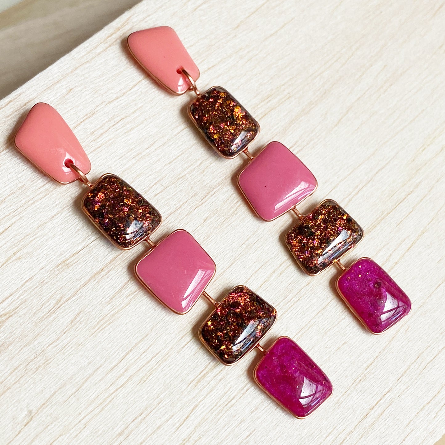 Abbie | Pink Sparkle Dangle Earrings