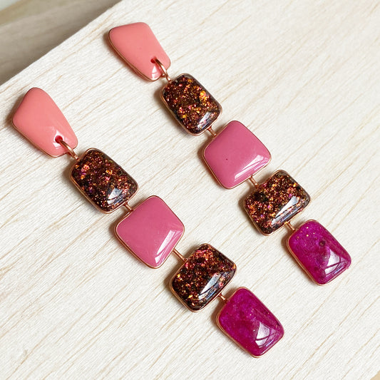 Abbie | Pink Sparkle Dangle Earrings