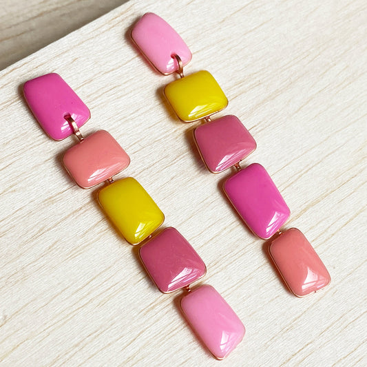 Abbie | Shades of Pink & Yellow Dangle Earrings