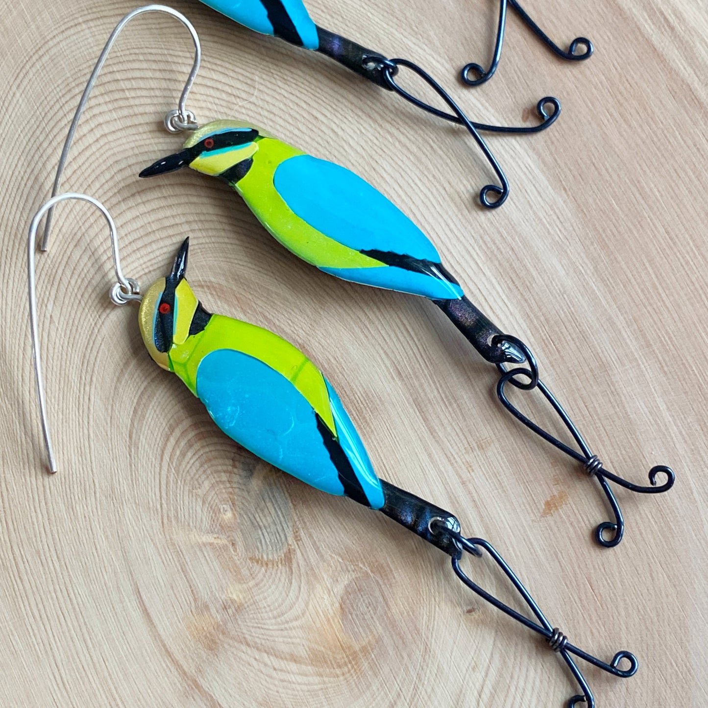 Rainbow Bee-Eater Bird Earrings | grand size
