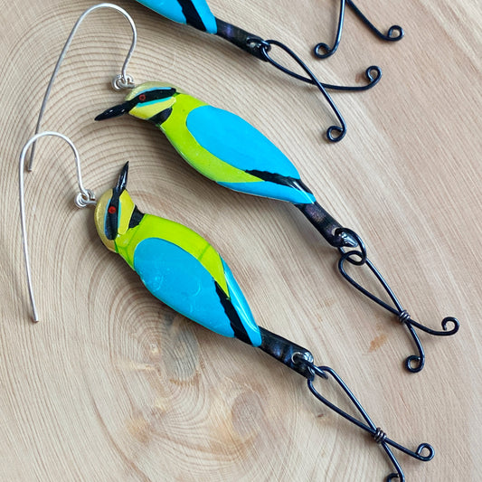 Rainbow Bee-Eater Bird Earrings | grand size