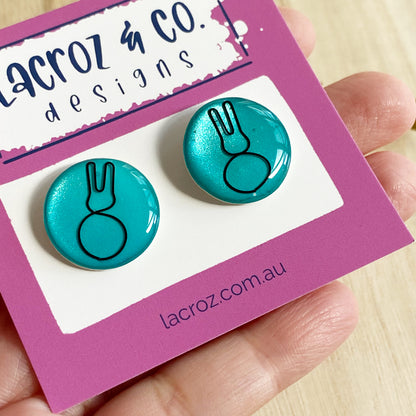 Easter Bunny Wire Art Earrings | Blue