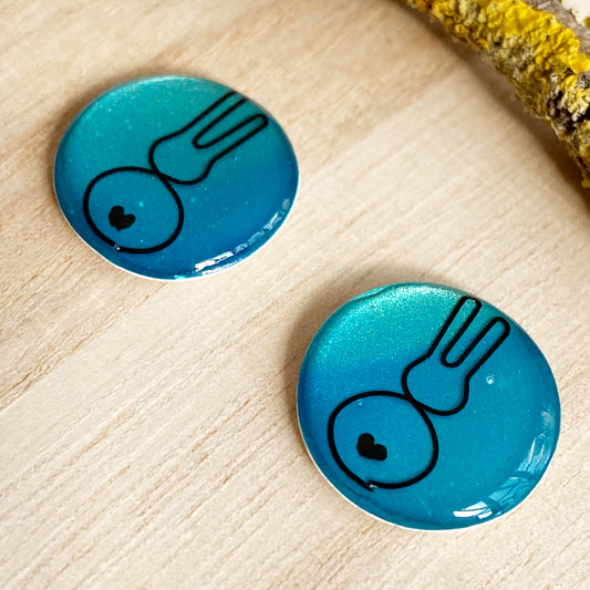 Easter Bunny Wire Art Earrings | Blue