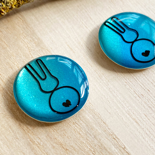 Easter Bunny Wire Art Earrings | Blue