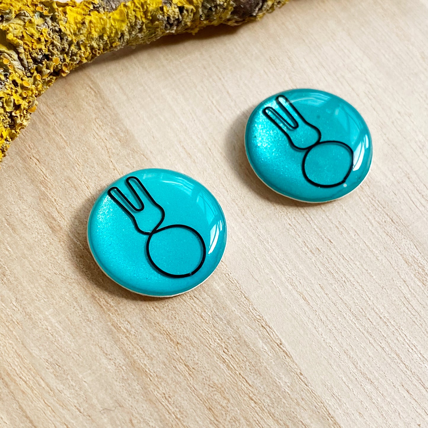 Easter Bunny Wire Art Earrings | Blue