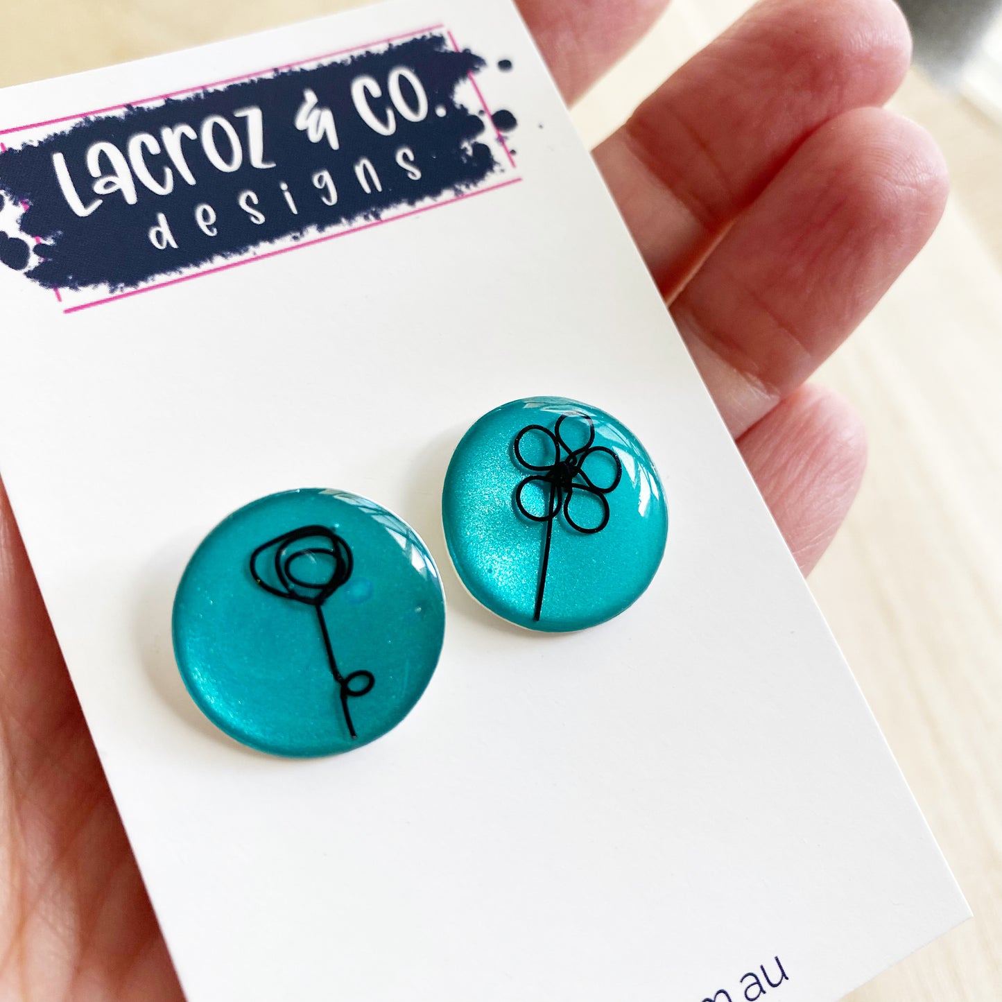 Floral Wire Art Earrings | Blue