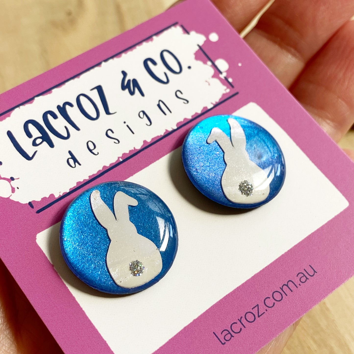 Easter Bunny Earrings | Blue and White