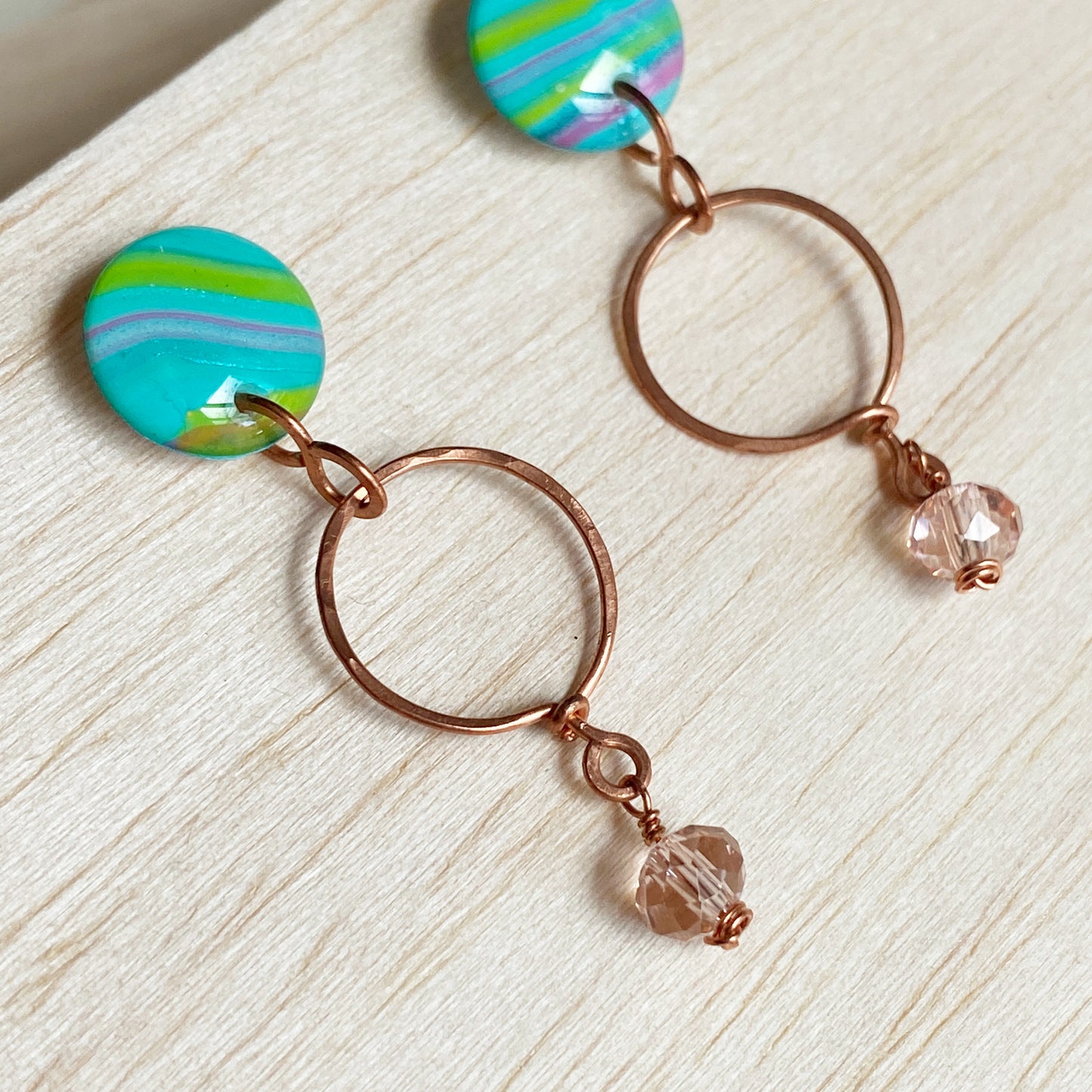 Capri | Turquoise Copper Hoop Dangle Earrings