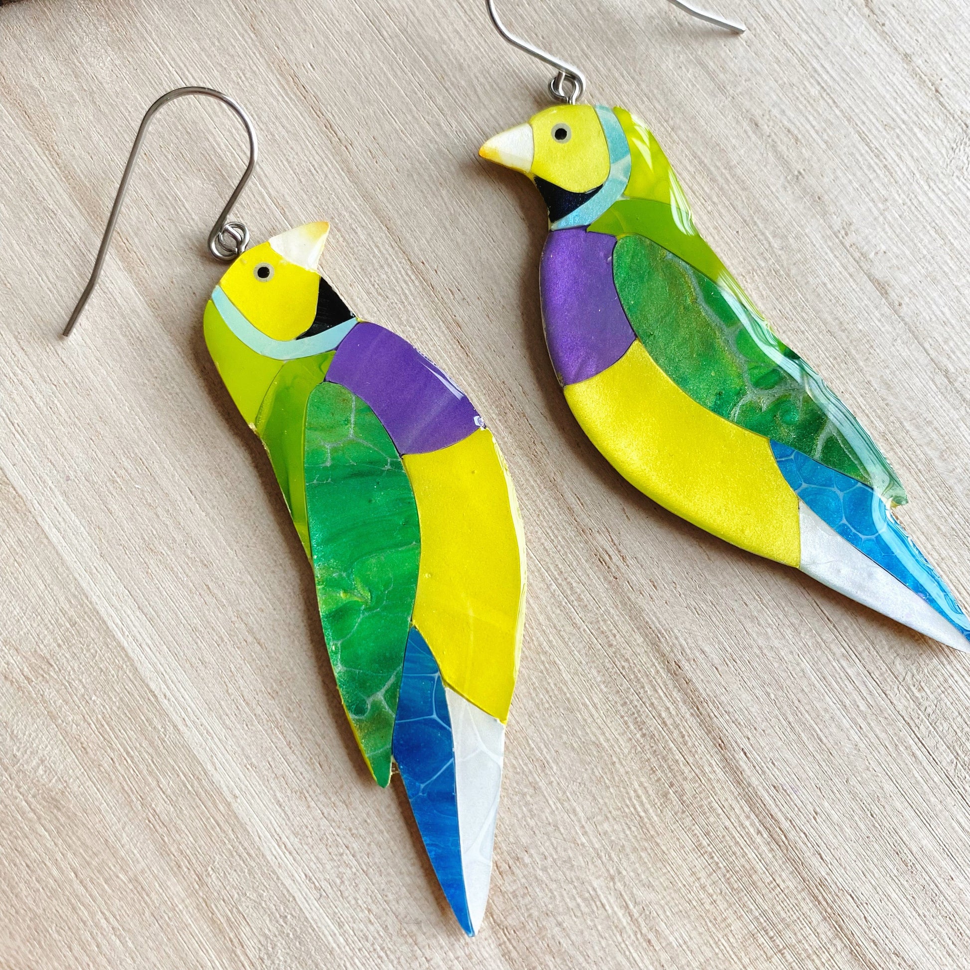 Lacroz Creations Earrings Gouldian Finch Earrings - Yellow