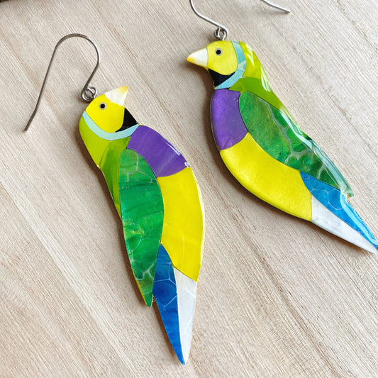 Lacroz Creations Earrings Gouldian Finch Earrings - Yellow