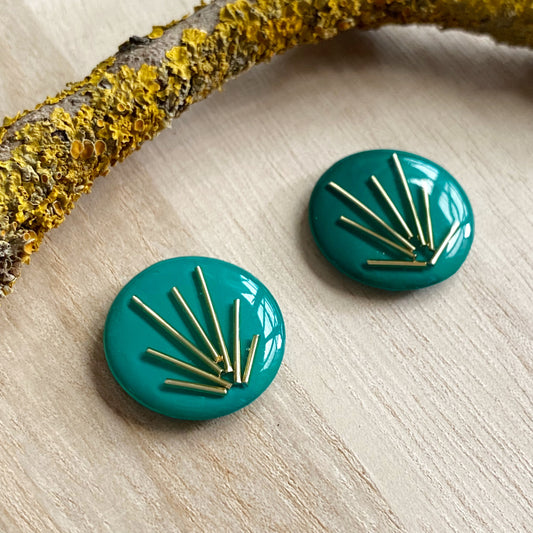 Art Deco Stud Earrings | Emerald Green
