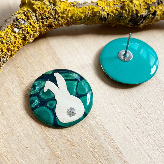 Easter Bunny Earrings | Green and White