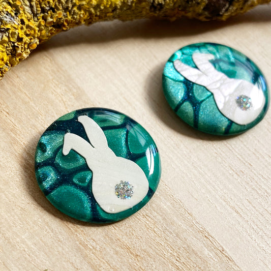 Easter Bunny Earrings | Green and White