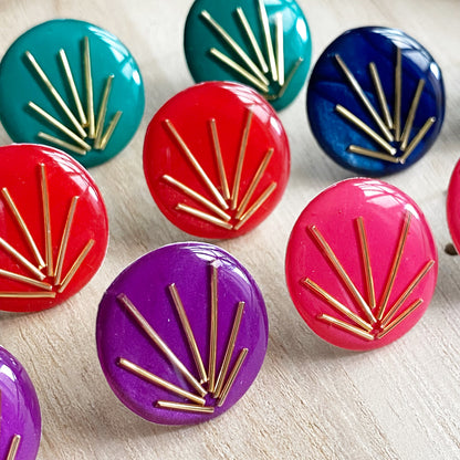 Art Deco Stud Earrings | Navy Blue