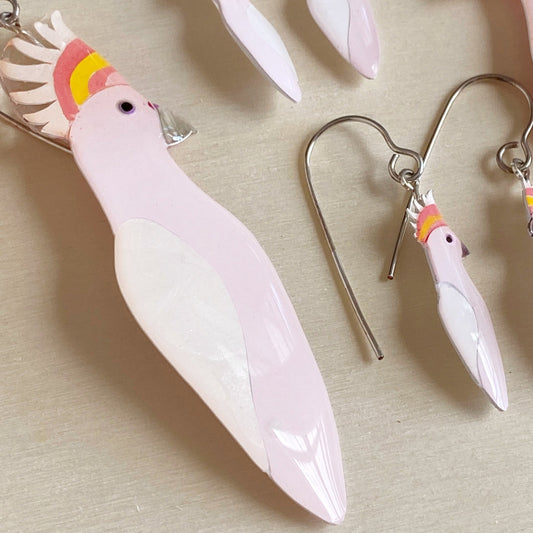 Pink Cockatoo Earrings | grand size