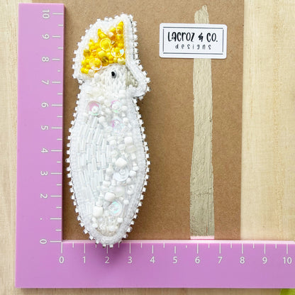 Sulphur Crested Cockatoo | Beaded Brooch