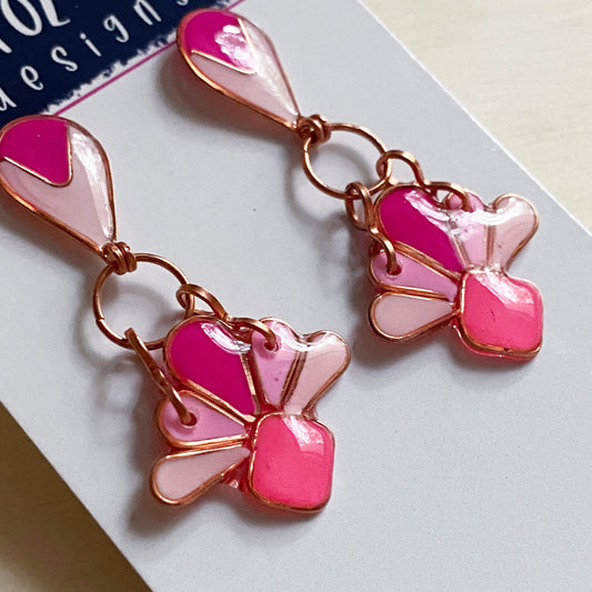 Art Deco Dangle Earrings | Pink Copper