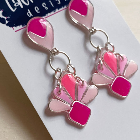 Art Deco Dangle Earrings | Pink
